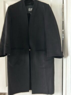 ZAC Zac Posen Black Minimalist Open-Front Coat